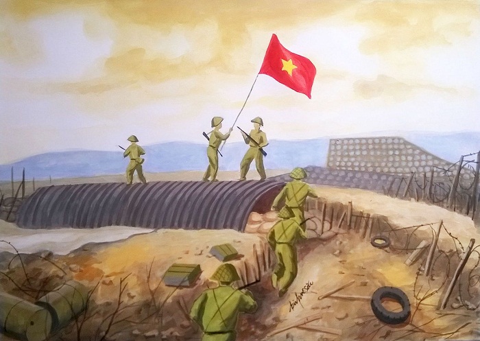poste commandement Castries drapeau Vietnam